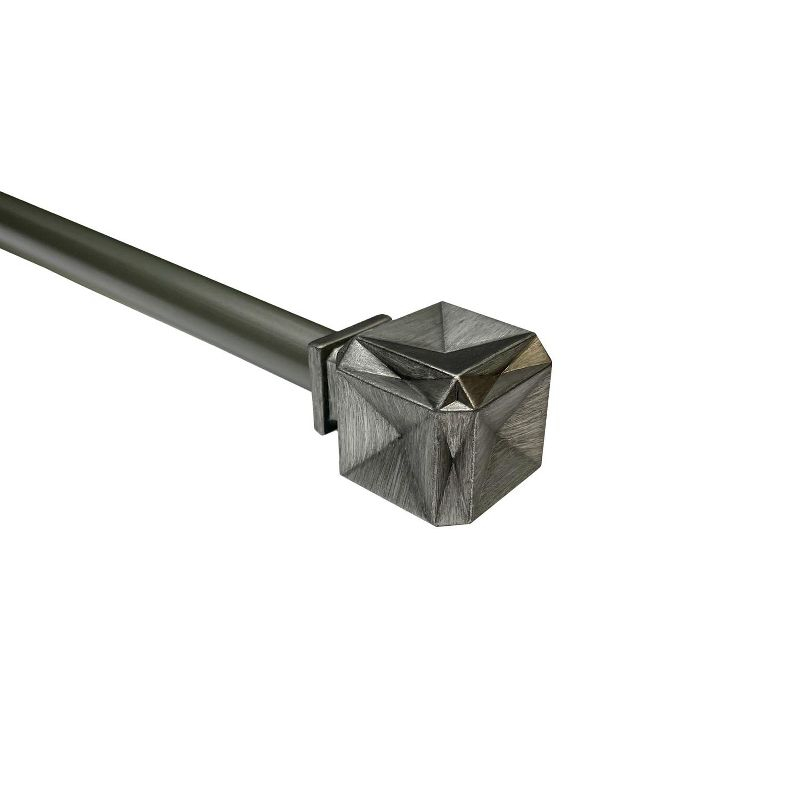 Versailles Scencillo Boxy Steel Heavy Duty Curtain Rod Set for Windows 36" - 72" Antique Silver