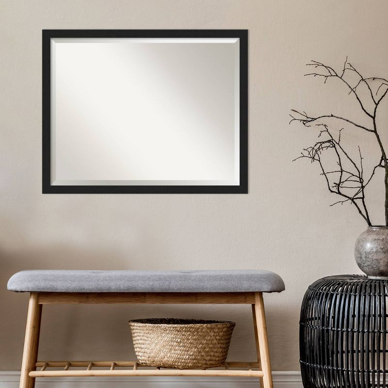 30" x 24" Grace Narrow Brushed Framed Bathroom Vanity Wall Mirror Black - Amanti Art: Wall Mount, Polystyrene Frame