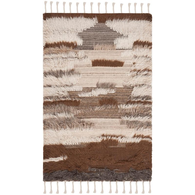Kenya KNY225 Hand Knotted Accent Rug - Grey/Brown - 3'x5' - Safavieh