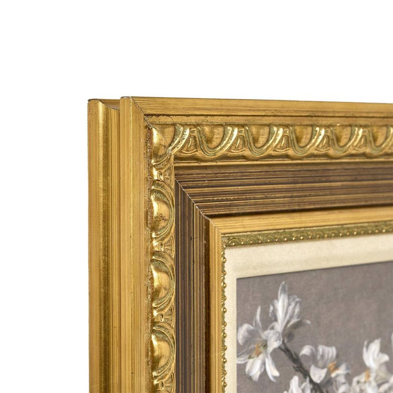 American Art Decor 14.75"x16.75" Ornate Framed Roses and Liles Canvas Print by Henri Fantin-Latour