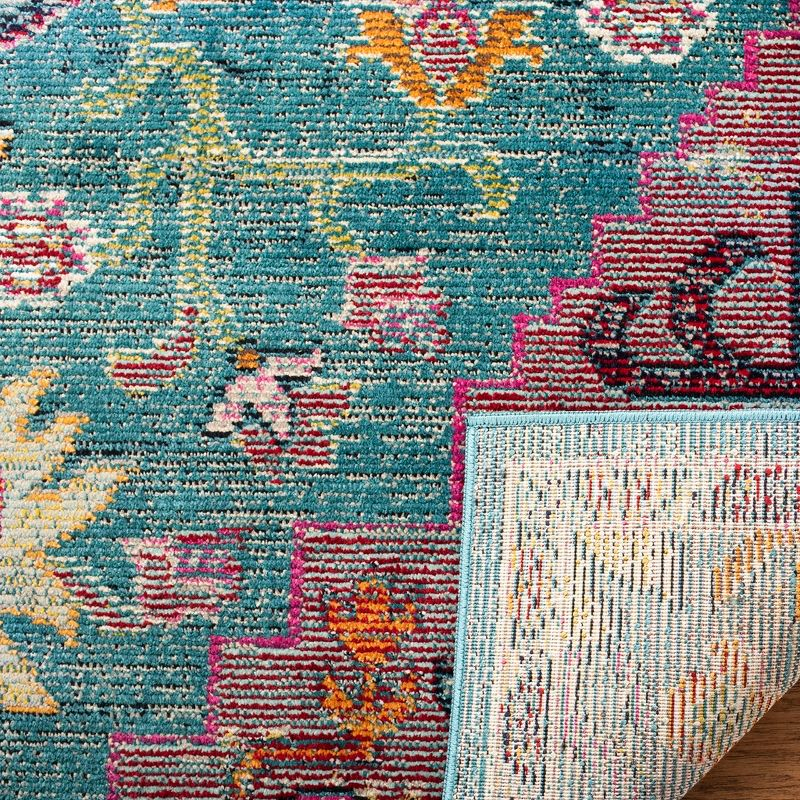 Crystal CRS501 Loomed Indoor Area Rug - Teal/Rose - 5'x5' - Safavieh