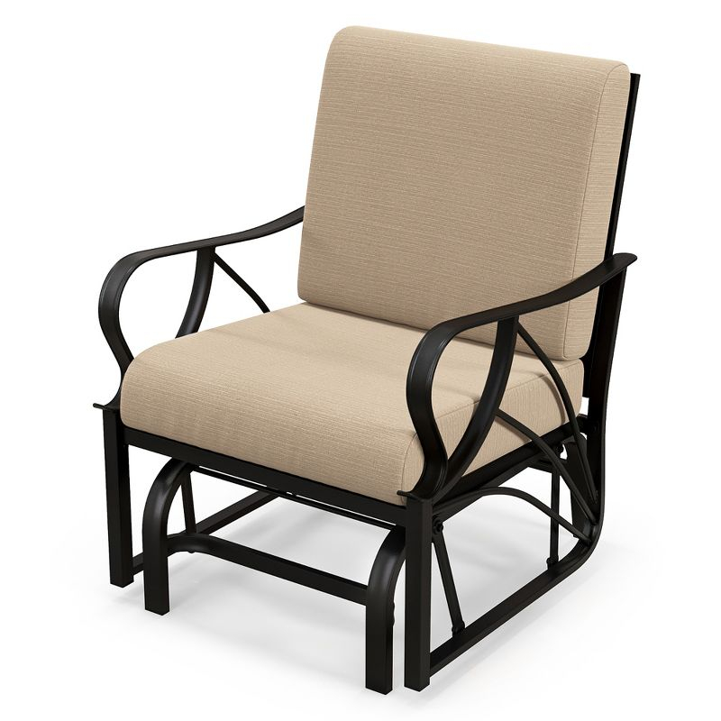 Tangkula Patio Glider Chair Outdoor Metal Glider w/ Seat & Back Cushions Backyard Poolside