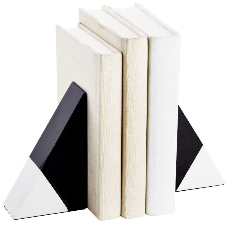 Juvale Set of 2 Decorative Bookends for Shelves, Marble Decor (Black and White)
