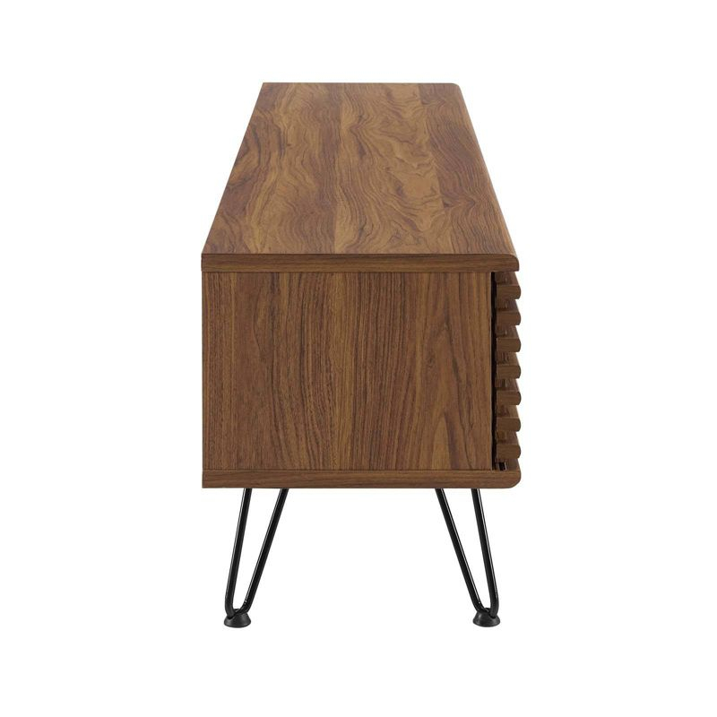 59" Render TV Stand for TVs up to 70" Walnut - Modway: Modern Media Console with Open Shelves & Metal Hardware