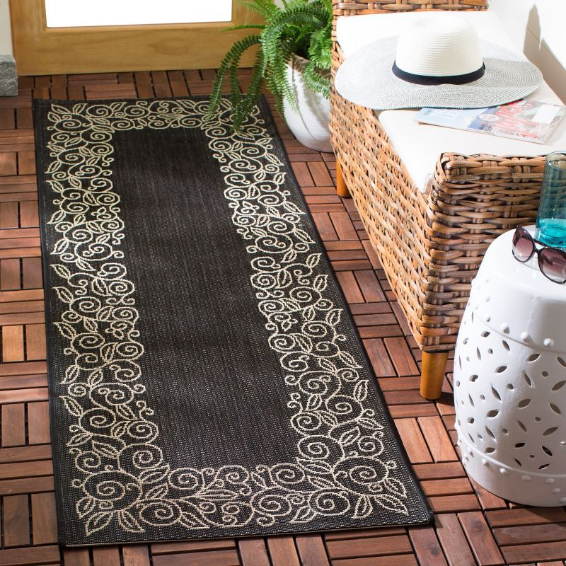 Courtyard CY5139 Power Loomed Indoor and Outdoor Runner Rug - Black/Beige - 2'3"x6'7" - Safavieh