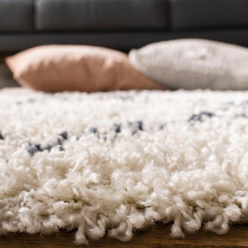 Pro Lux Shag PLX432 Power Loomed Area Rug - Cream/Blue - 5'1"x5'1" - Safavieh.