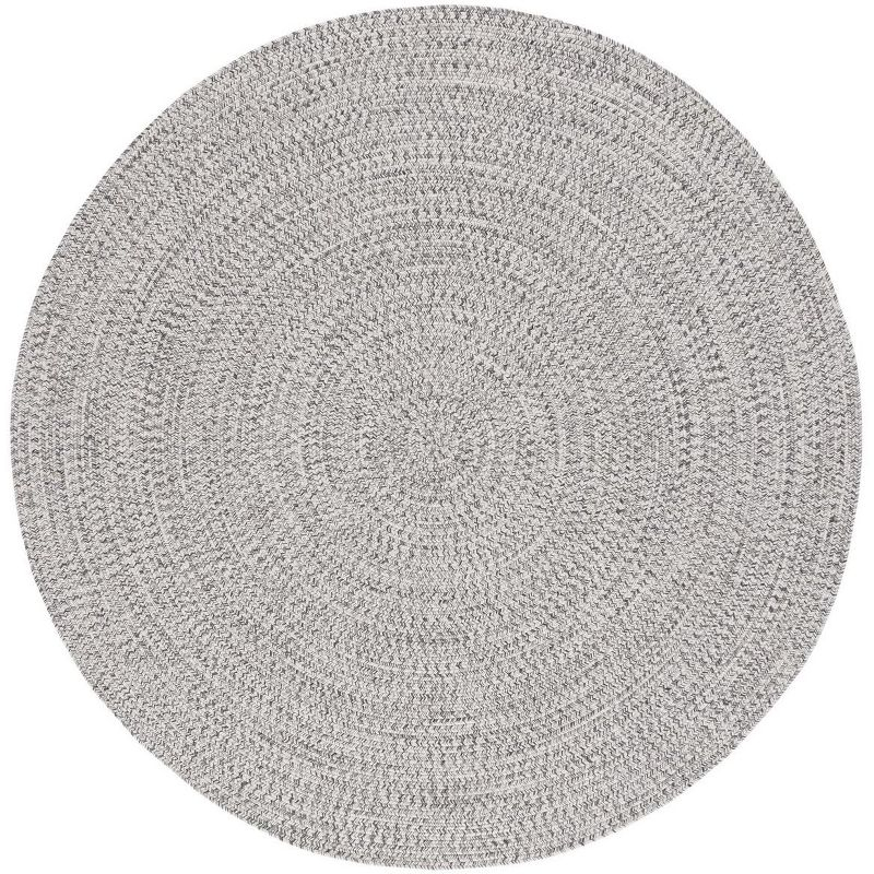 Braided BRA201 Machine Washable UV & Stain Resistant Non-Shedding Hand Woven Indoor/Outdoor Area Rug - Grey/Ivory - 6' Round - Safavieh