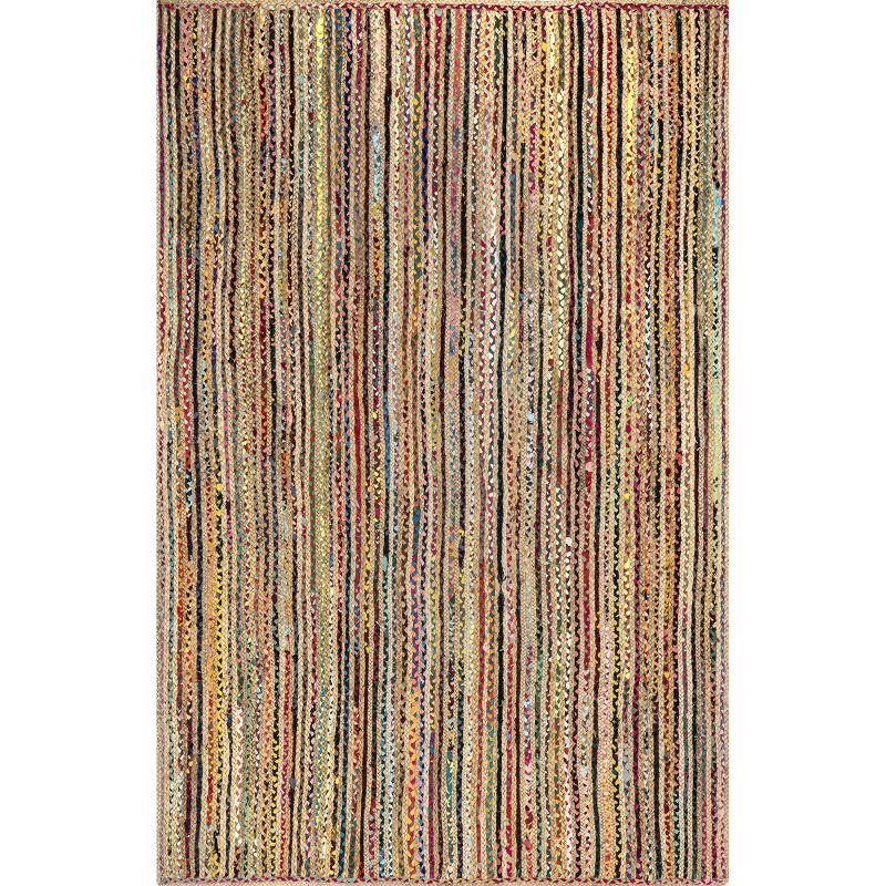 Nuloom Aleen Striped 5x8 Jute Indoor Area Rug for Dining Room Rug Neutral Rug Living Room Rug Kitchen, Multicolor