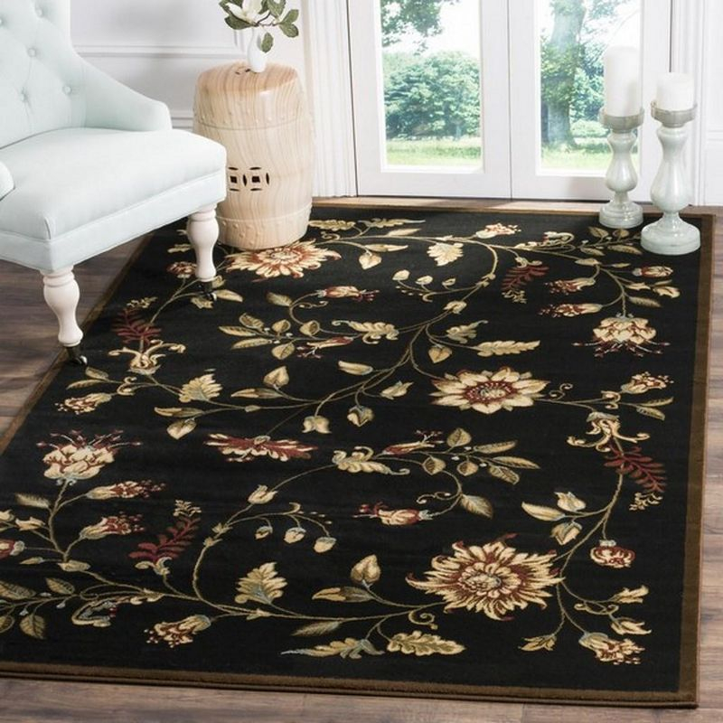 Lyndhurst LNH552 Power Loomed Area Rug - Black/Multi - 5'3"x7'6" - Safavieh