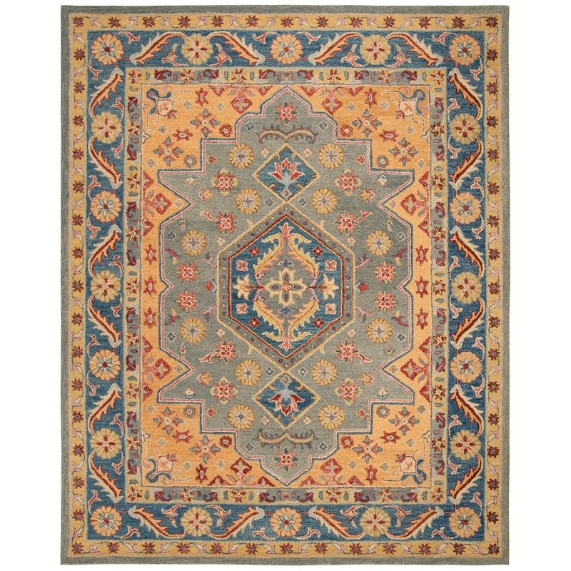 Antiquity AT504 Hand Tufted Area Rug - Blue/Gold - 8'x10' - Safavieh.