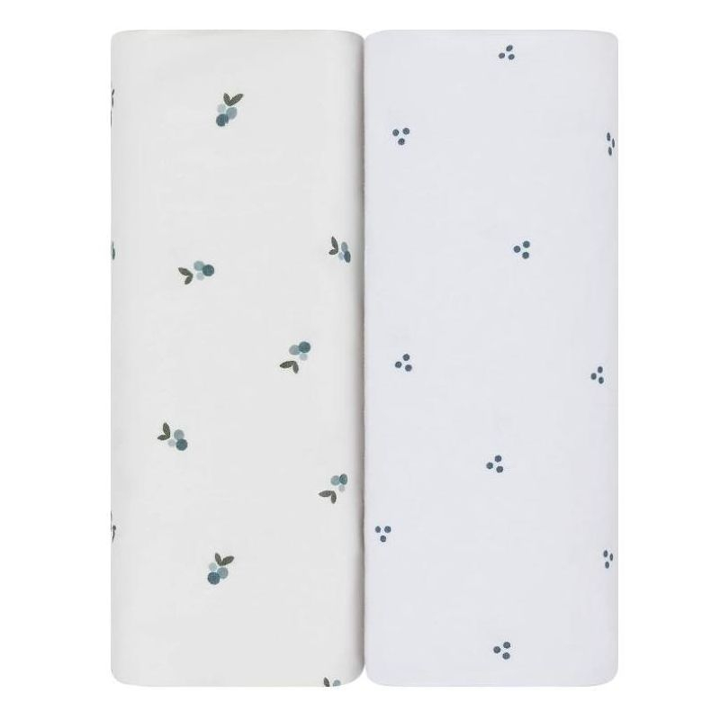 Ely's & Co. Waterproof Crib Sheets -Berry and Cluster Dot Blue 2 Pack