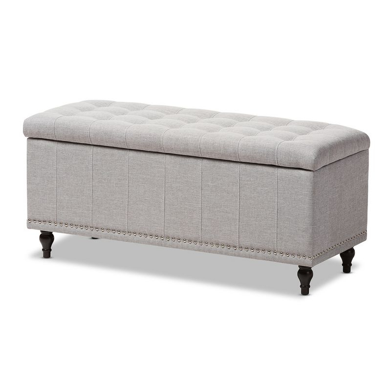Baxton Studio Kaylee Modern Classic Fabric Upholstered Button - Tufting Storage Ottoman Bench - Grayish Beige: End of Bed, Rectangular Shape