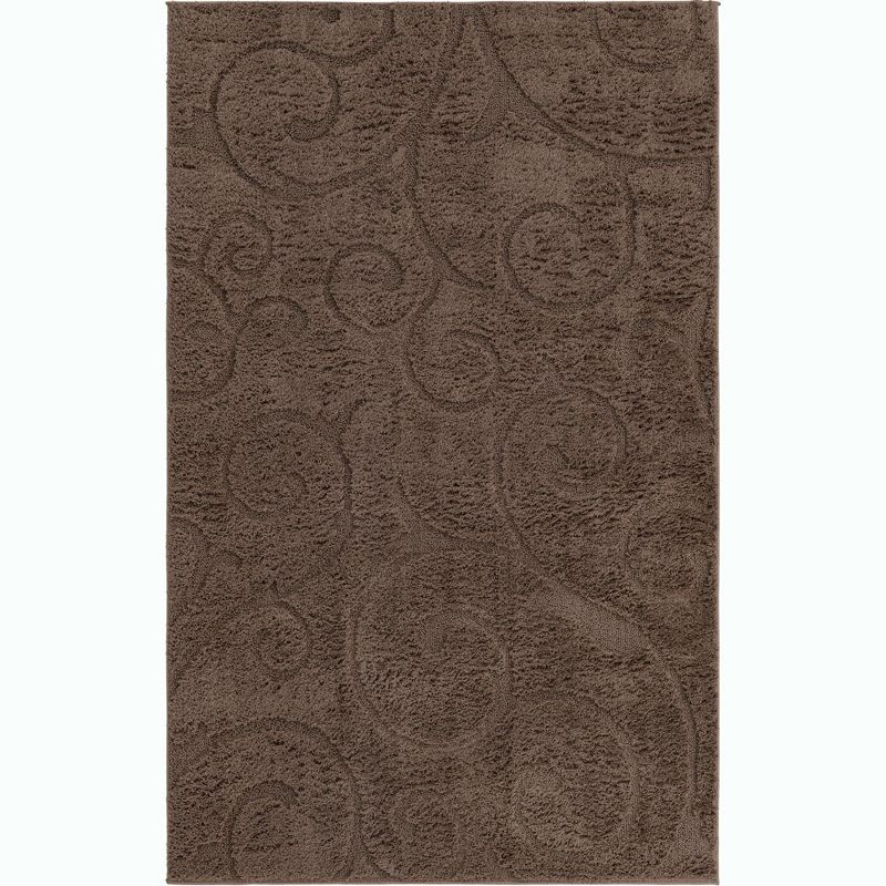 Unique Loom Floral Shag Collection Area Rug - Carved (5' 1" x 8' Rectangle Brown)