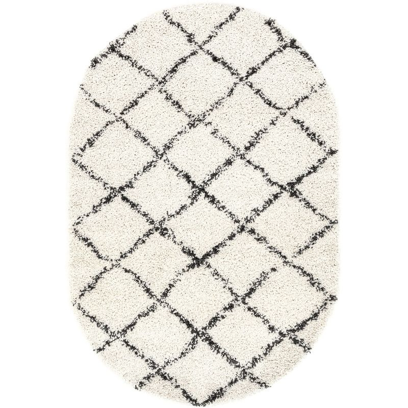 Nuloom Jessie Trellis Oval 7x9 Indoor Area Rug for Living Room Bedroom Dining Room, Off White/Charcoal