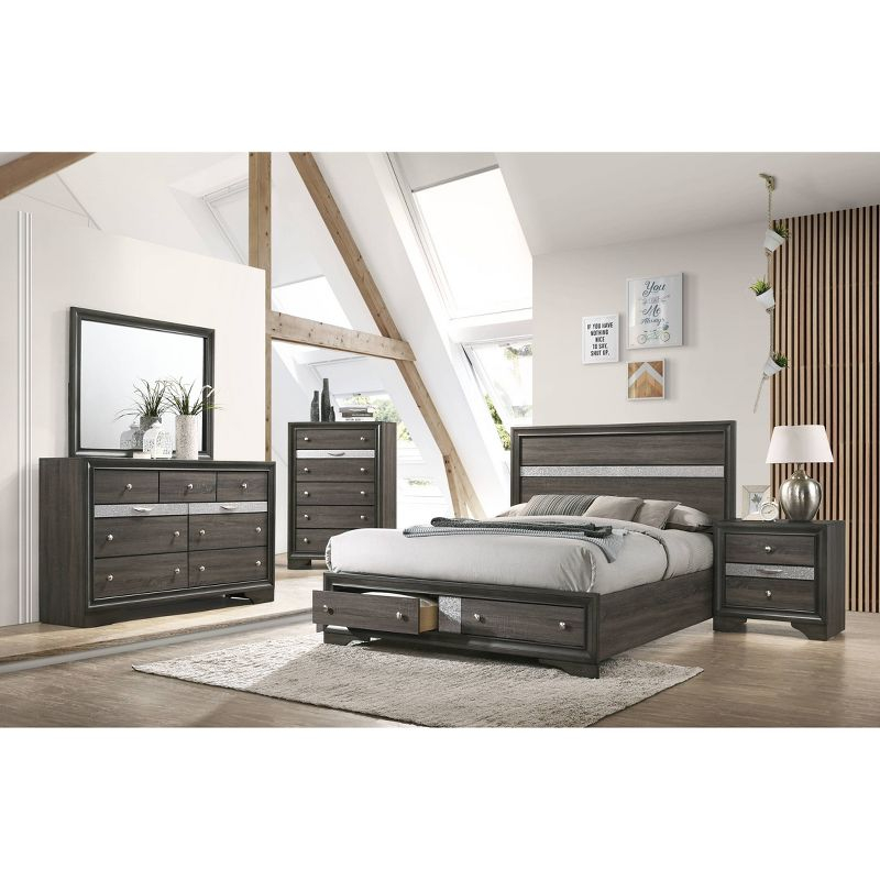 63" Naima Dresser Gray - Acme Furniture: 9-Drawer Storage, Jewelry Compartment, Felt Lined, Metal Glides