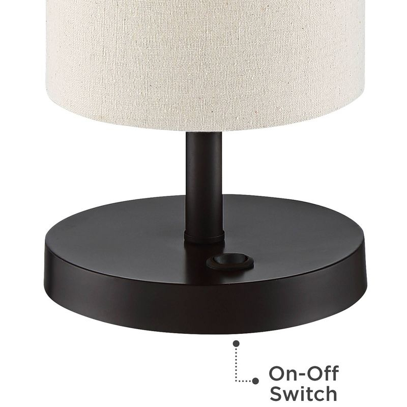 360 Lighting Heyburn Modern Accent Table Lamp 20" High Dark Bronze with USB and AC Power Outlet in Base Oatmeal Cylinder Shade for Bedroom Office Desk