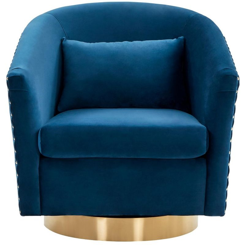 Clara Quilted Swivel Tub Chair - SFV4702 - Navy/Gold - Safavieh Couture