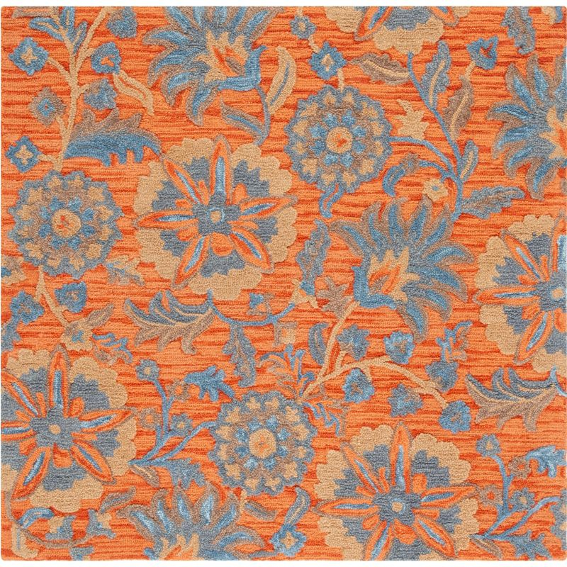 Blossom BLM175 Hand Tufted Area Rug - Rust/Blue - 6'x6' - Safavieh.