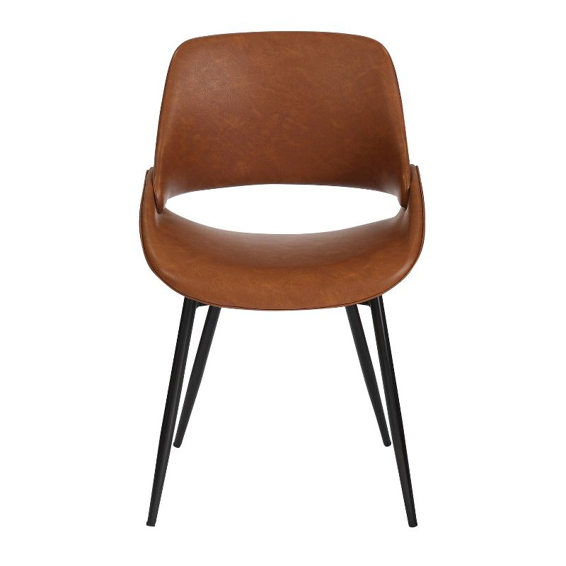 Set of 2 Fabrico Dining Chairs Black/Camel - LumiSource: Faux Leather, Metal Legs, Comfort Design