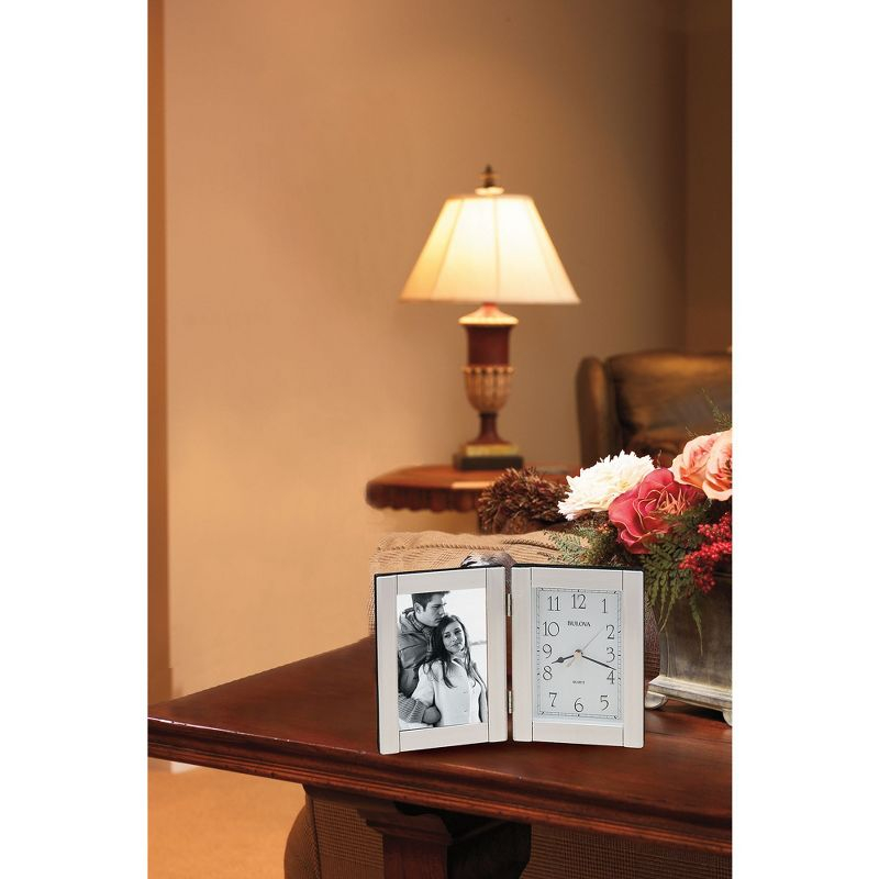 Bulova Clocks Forte II Brushed Aluminum Picture Frame Clock