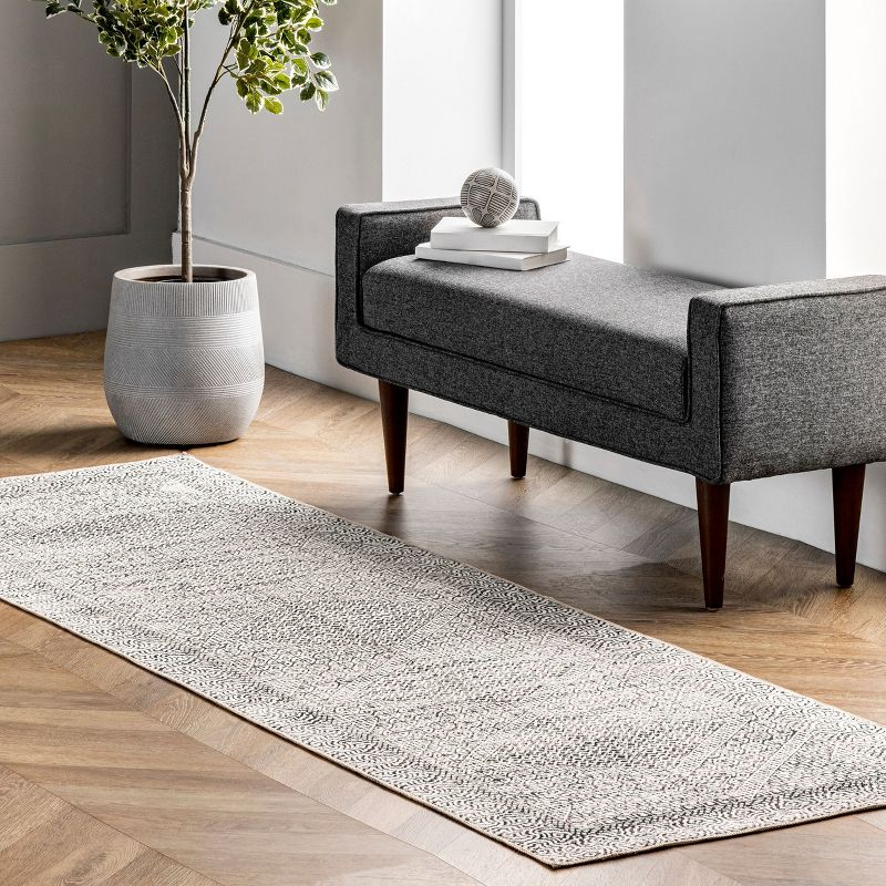 Nuloom Hart Medallion 2x12 Machine Washable Runner Indoor Area Rug for Living Room Bedroom Dining Room Entryway Hallway Kitchen, Grey/Ivory