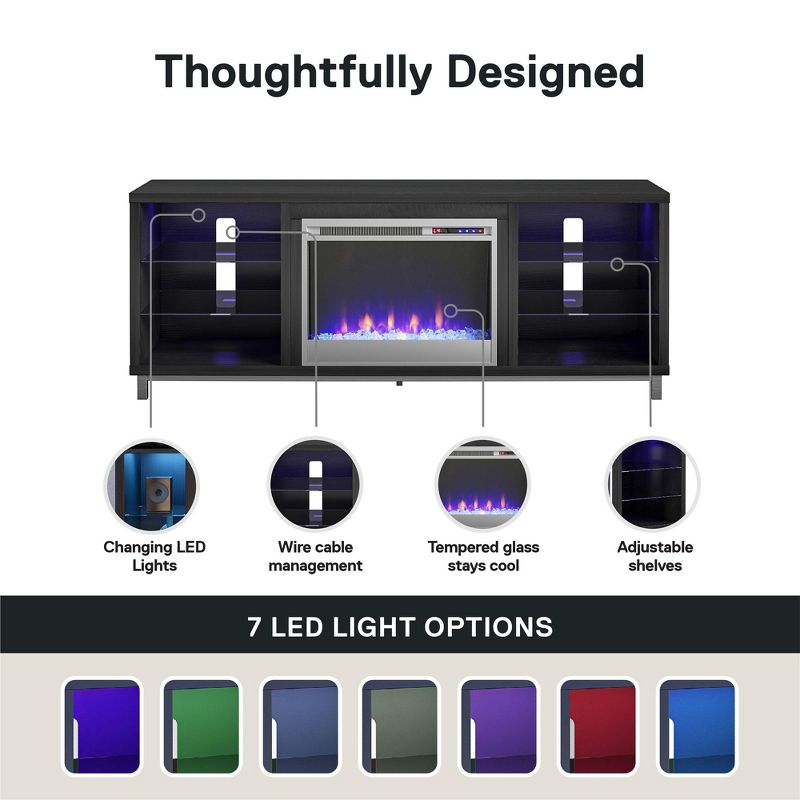 Ameriwood Home Lumina Fireplace Space Heater TV Stand for TVs up to 70", Black Oak