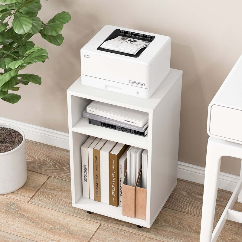 Costway Mobile File Cabinet Wooden Printer Stand Vertical Storage Organizer Home Office