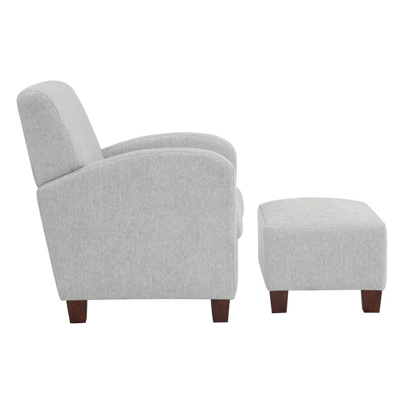 Aiden Chair and Ottoman Herringbone Smoke - OSP Home Furnishings: Upholstered Polyester Seating Set, No Tools Assembly