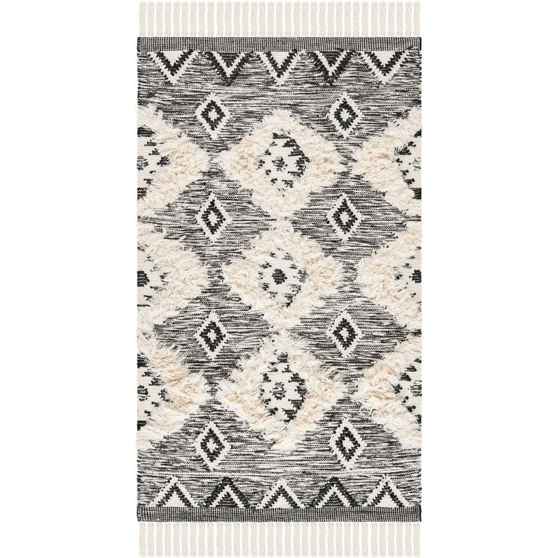 Kenya KNY906 Hand Knotted Accent Rug - Black/Ivory - 2'3"x4' - Safavieh.