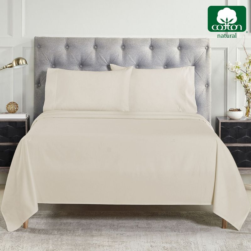 Luxury 1000 Thread Count Bed Sheets Set - 100% Cotton Sateen - Soft, Thick & Deep Pocket by California Design Den - Ivory, King