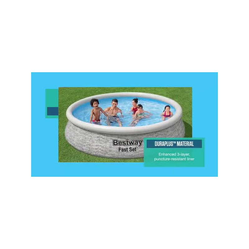 Bestway Above Ground Swimming Pool Set, 8' x 24" Round Inflatable Outdoor Backyard Pool with 497 Gallon Water Capacity and 330 GPH Filter Pump