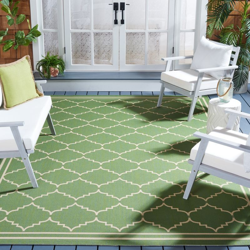 Courtyard CY6889 Power Loomed Indoor and Outdoor Area Rug - Green/Beige - 6'7"x6'7" - Safavieh