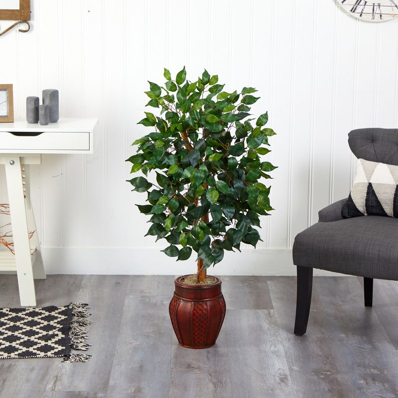 Nearly Natural 44-in Ficus Tree with Decorative Planter