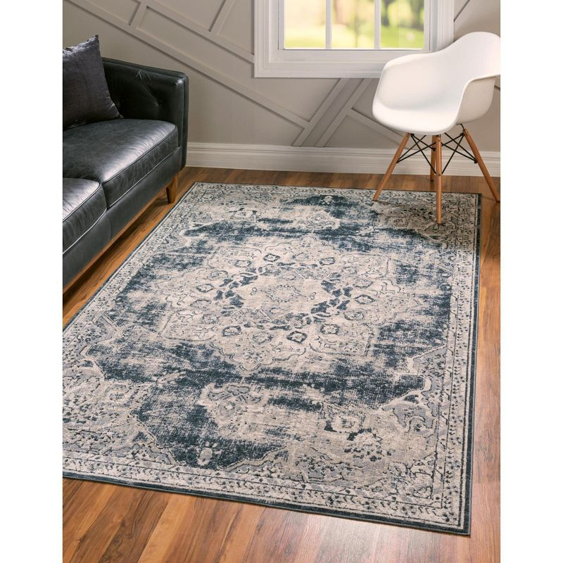 Unique Loom Chateau Collection Area Rug - Roosevelt (6' 1" x 9' Rectangle Navy Blue/Beige)