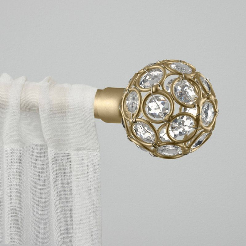 66"-120" Ogee 1" Adjustable Window Curtain Rod and Finial Set Gold - Exclusive Home: Iron, Matte Finish, Single Rod
