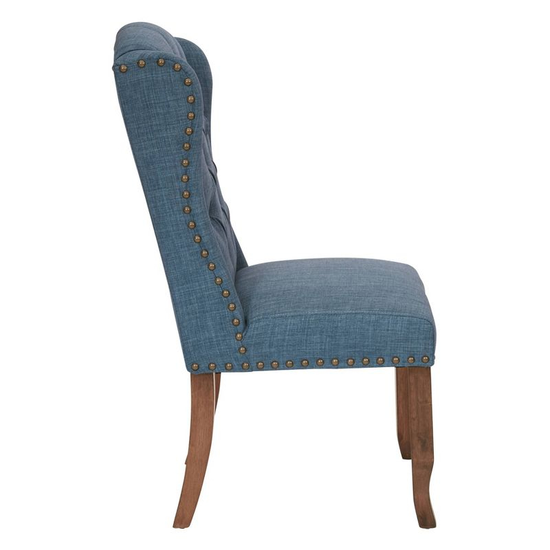 Jessica Tufted Wingback Dining Chair Navy - OSP Home Furnishings: Polyester Upholstery, Nailhead Trim, Solid Wood Legs