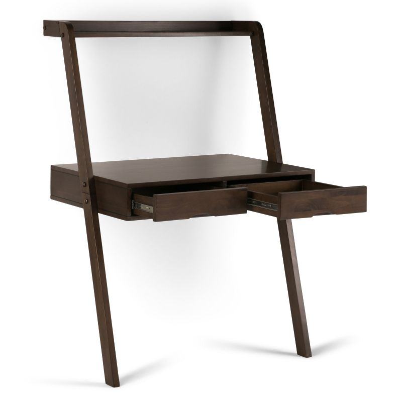36" Darren Solid Wood Desk Warm Walnut - WyndenHall: Compact, Space-Saving Design with Storage