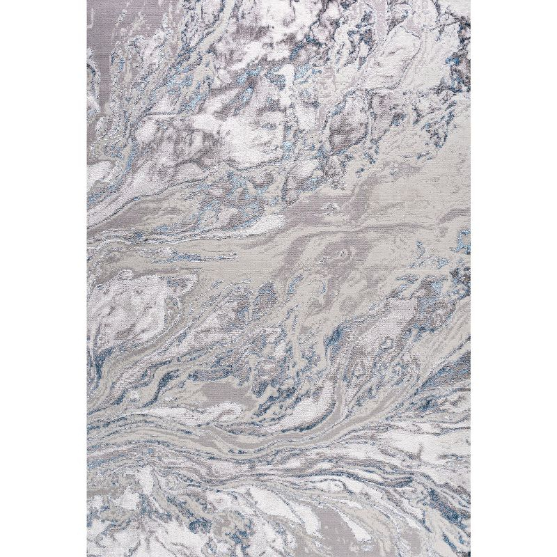 5'x8' Swirl Marbled Abstract Area Rug, Gray/Blue - JONATHAN Y