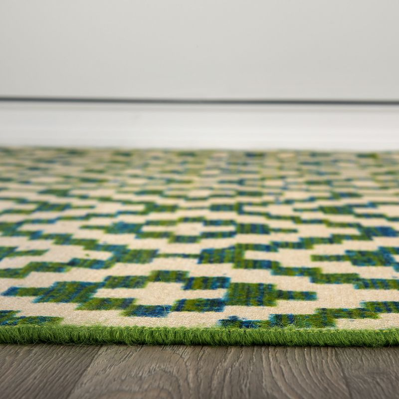 World Rug Gallery Contemporary Geometric Trellis Indoor/Outdoor Area Rug - GREEN 2'x7'