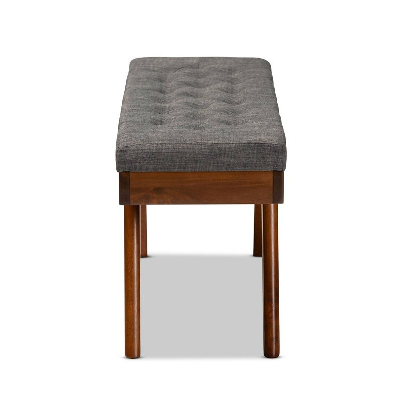 Baxton Studio Alona Medium Wood Dining Bench Gray - : Mid-Century Design, Tapered Legs, Polyester Upholstery, Entryway Seating
