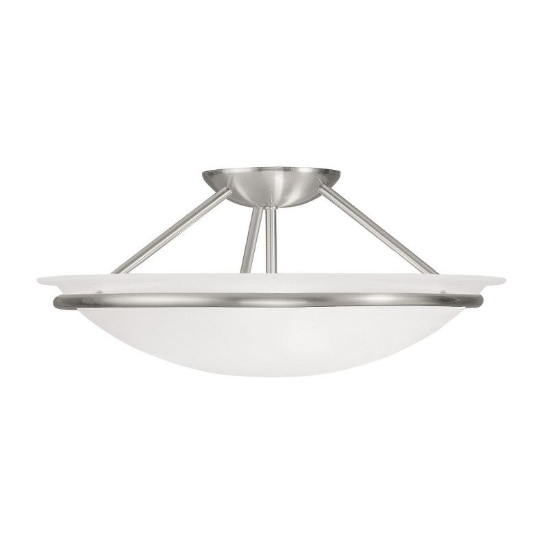 Livex Lighting Newburgh 3 - Light Semi-Flush Mount in  Brushed Nickel