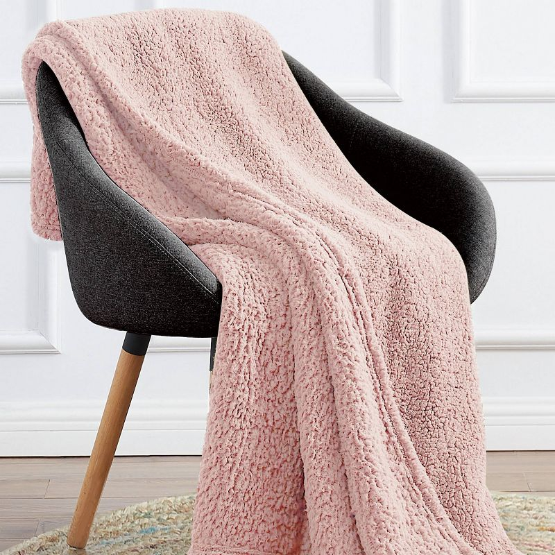 Cloud Faux Shearling Throw Blanket Blush - My World: Sensory Friendly, Knitted Polyester, 50x60"