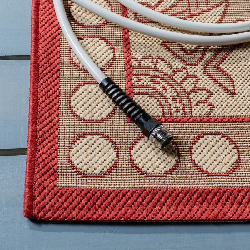 Courtyard CY2965 Power Loomed Indoor/Outdoor Accent Rug - Natural/Red - 2'7"x5' - Safavieh.