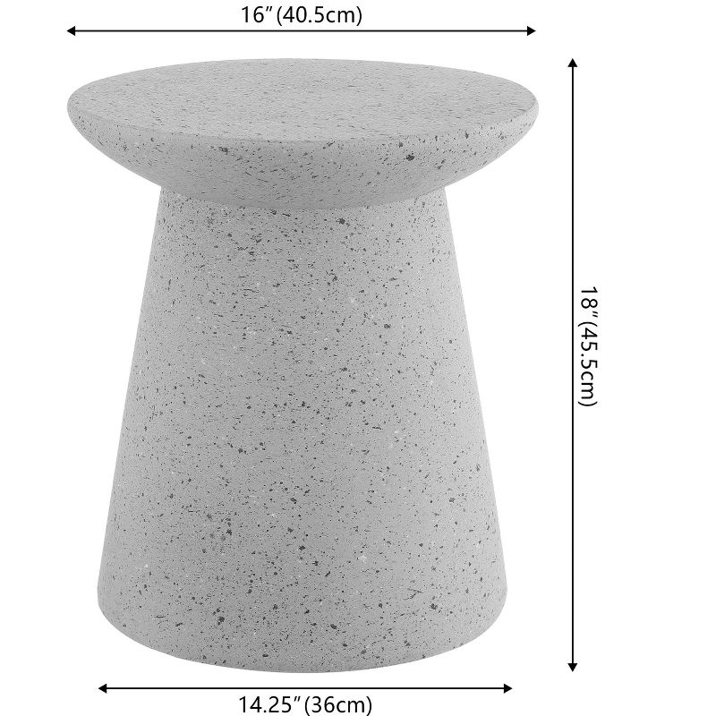 Hollie 18" Minimalist Modern Drum Accent Table Pedestal, Gray Terrazzo Finish - JONATHAN Y
