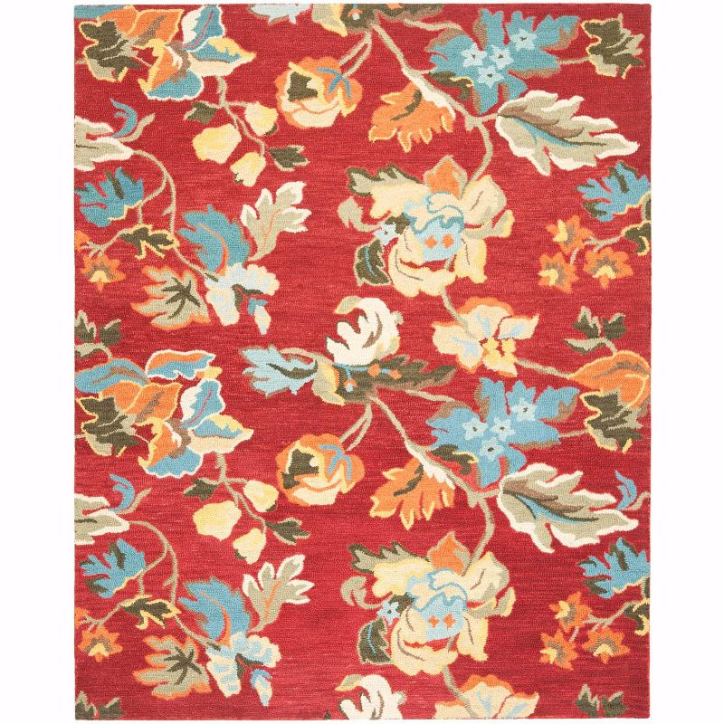 Blossom BLM672 Hand Hooked Area Rug - Red/Multi - 8'9"x12' - Safavieh..