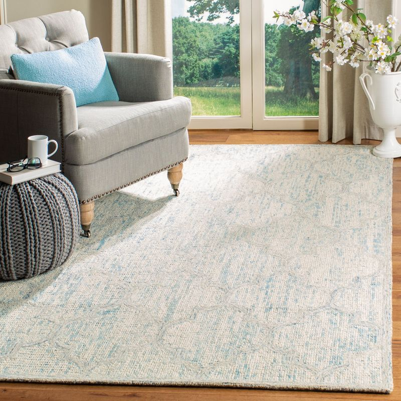 Abstract ABT474 Handmade Indoor Area Rug - Ivory/Light Blue - 6'x9' - Safavieh