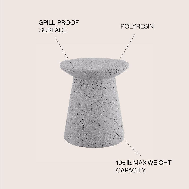 Hollie 18" Minimalist Modern Drum Accent Table Pedestal, Gray Terrazzo Finish - JONATHAN Y