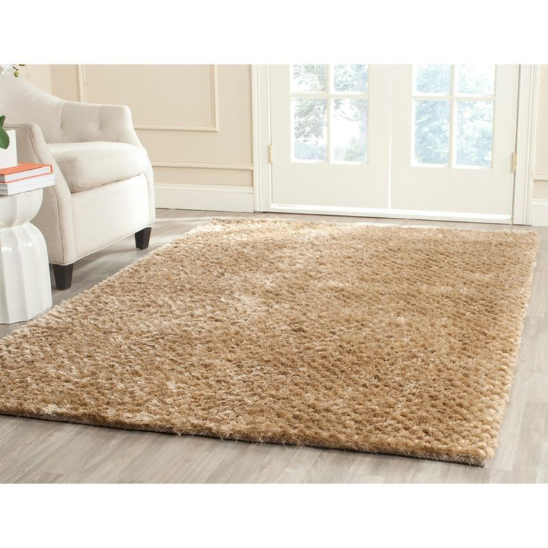 Saint Tropez Shag STS641 Hand Woven Area Rug - Taupe - 5'x8' - Safavieh.