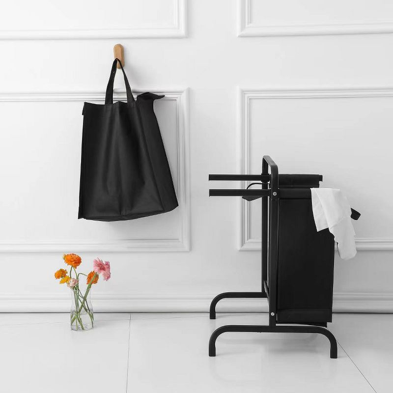 2-Tier Laundry Hamper, 110L Large Oxford Laundry Sorters, Laundry Hamper With Lid, Laundry Hampers On Wheels Black-Cuddlewood
