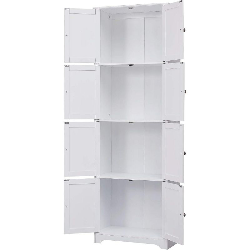 Kings Brand Furniture Lyons 4-Tier 68" Kitchen Pantry Storage Cabinet with 8 Doors, White
